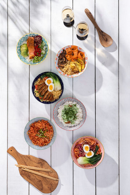 Mikasa Ramen Bowl | Yellow & Blue Geometric