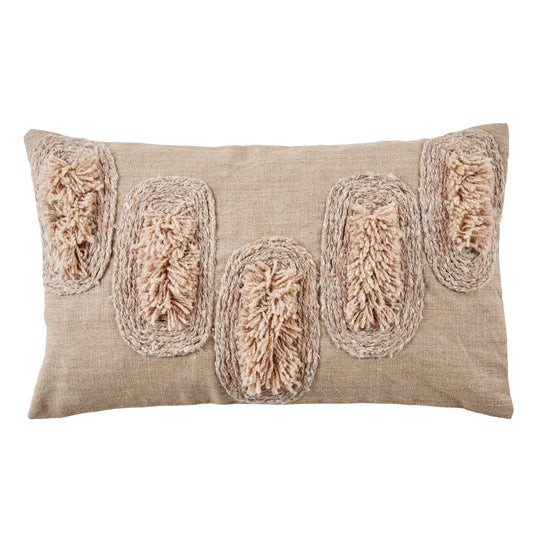 Embillished Linen Cushion | Brown