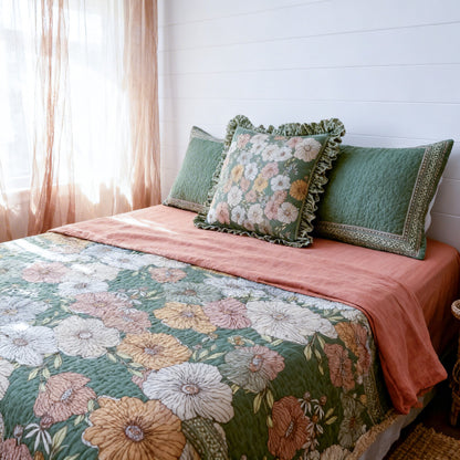 Bedspread Set Dark Floral