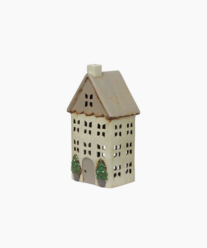 Christmas Tealight House Stone with Pots Medium