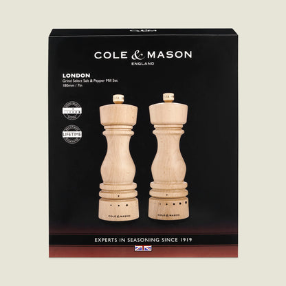 London Natural Beech Salt & Pepper Mill Select Set