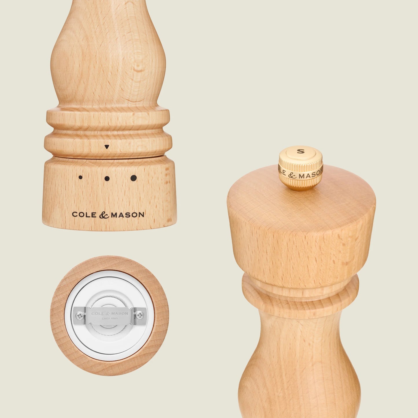 London Natural Beech Salt & Pepper Mill Select Set