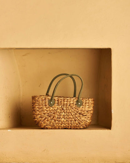 Harvest Basket with Forest Green Suede Handle