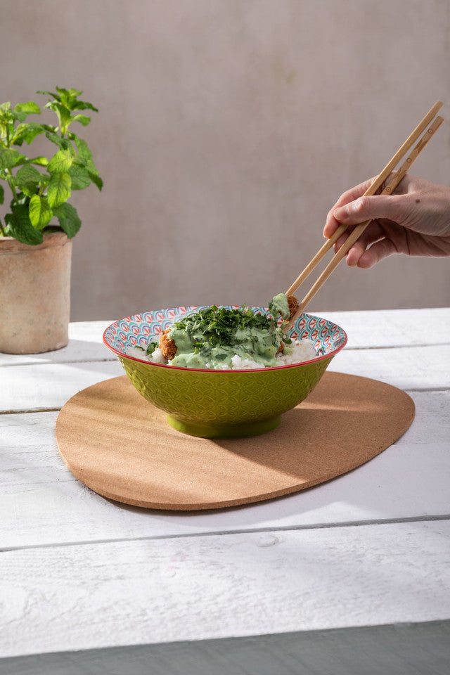 Mikasa Ramen Bowl | Green Blue Geometric