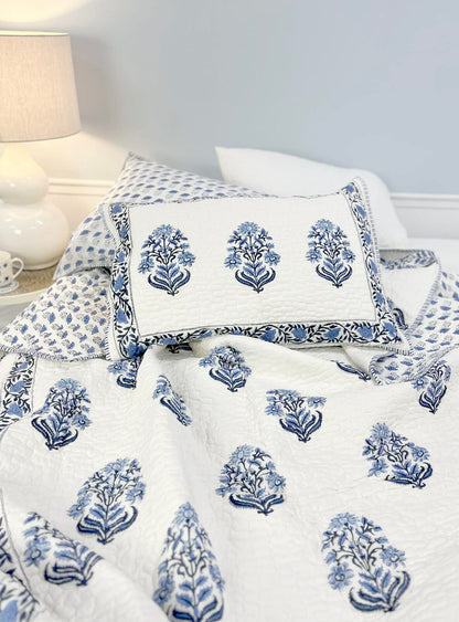 Bedspread Quilt Set Bleu Garden