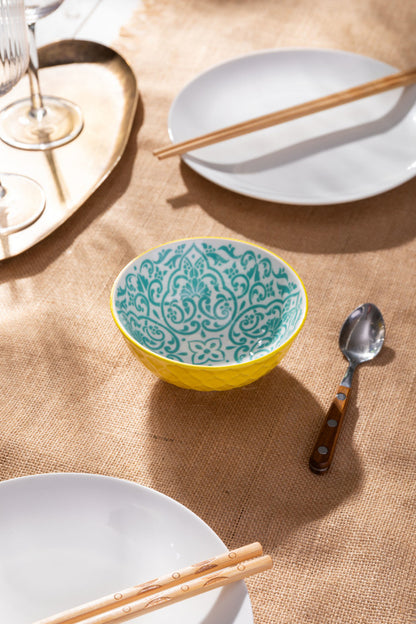 Mikasa Nibble Bowl | Yellow & Blue Geometric