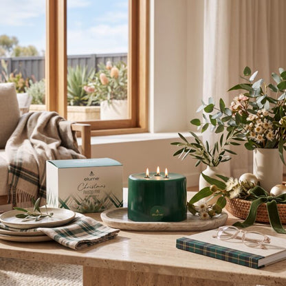 Christmas Frosted Pine Pillar Candle