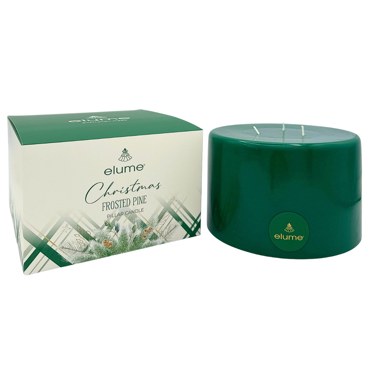 Christmas Frosted Pine Pillar Candle