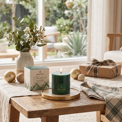 Christmas Frosted Pine Pillar Candle