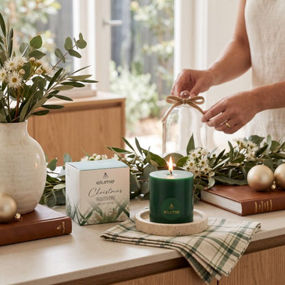 Christmas Frosted Pine Pillar Candle