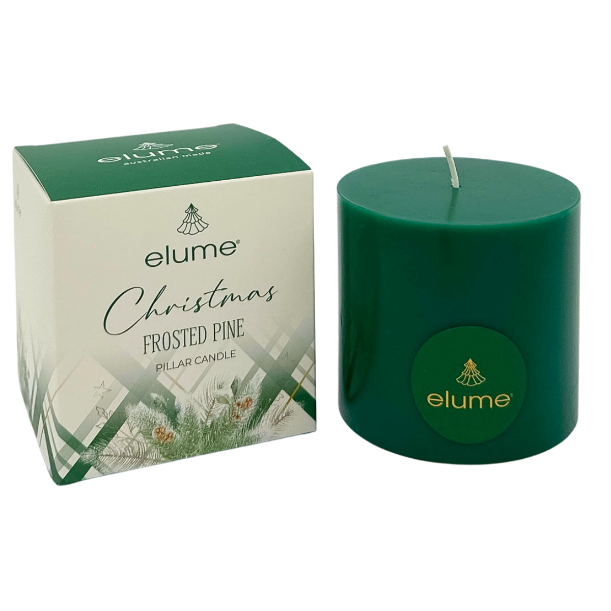 Christmas Frosted Pine Pillar Candle
