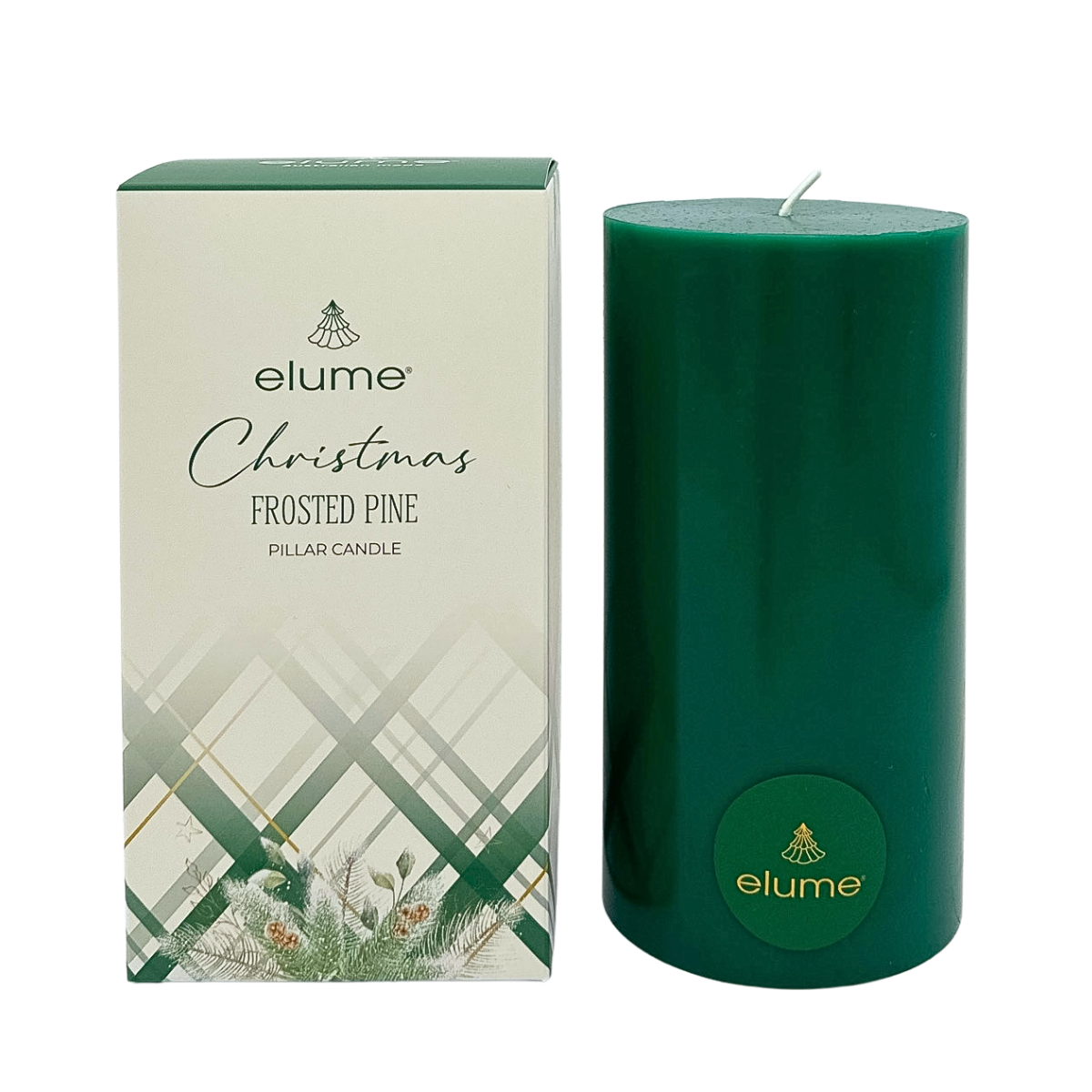 Christmas Frosted Pine Pillar Candle