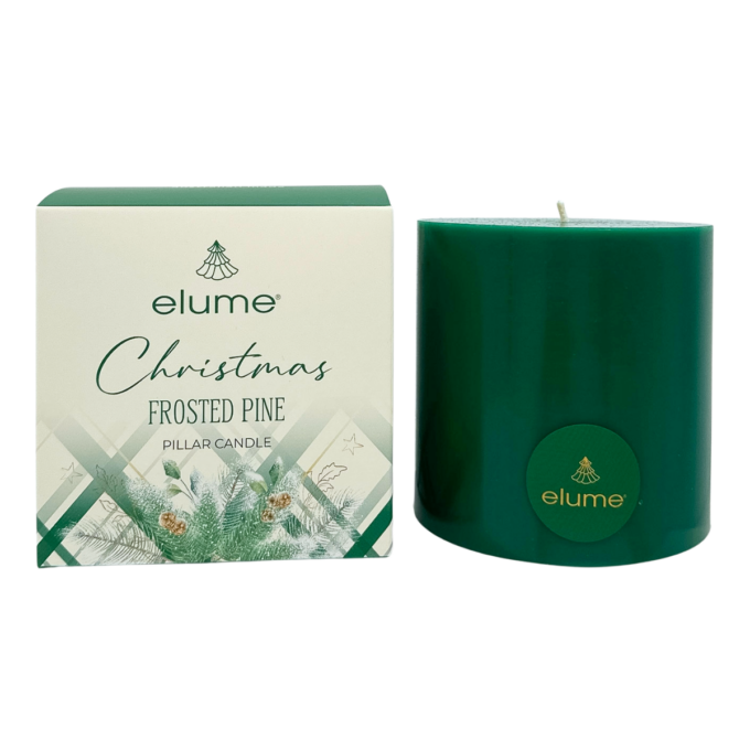 Christmas Frosted Pine Pillar Candle