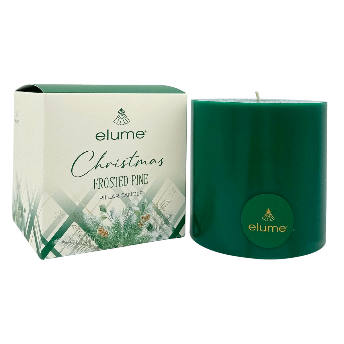 Christmas Frosted Pine Pillar Candle