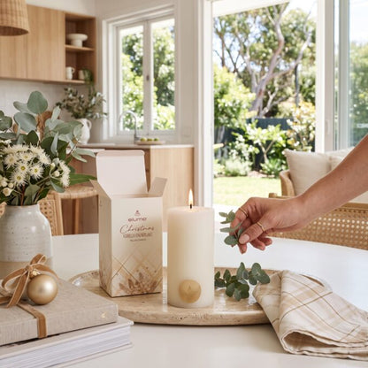 Christmas Vanilla Snowflake Pillar Candle
