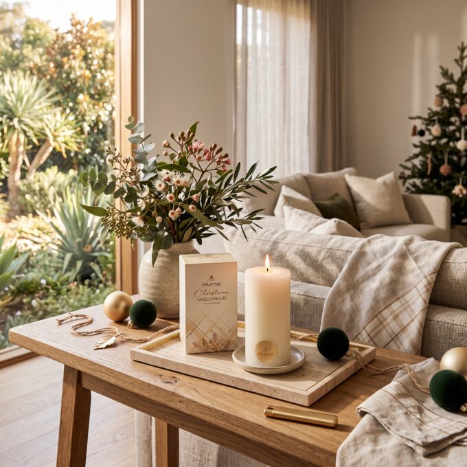 Christmas Vanilla Snowflake Pillar Candle