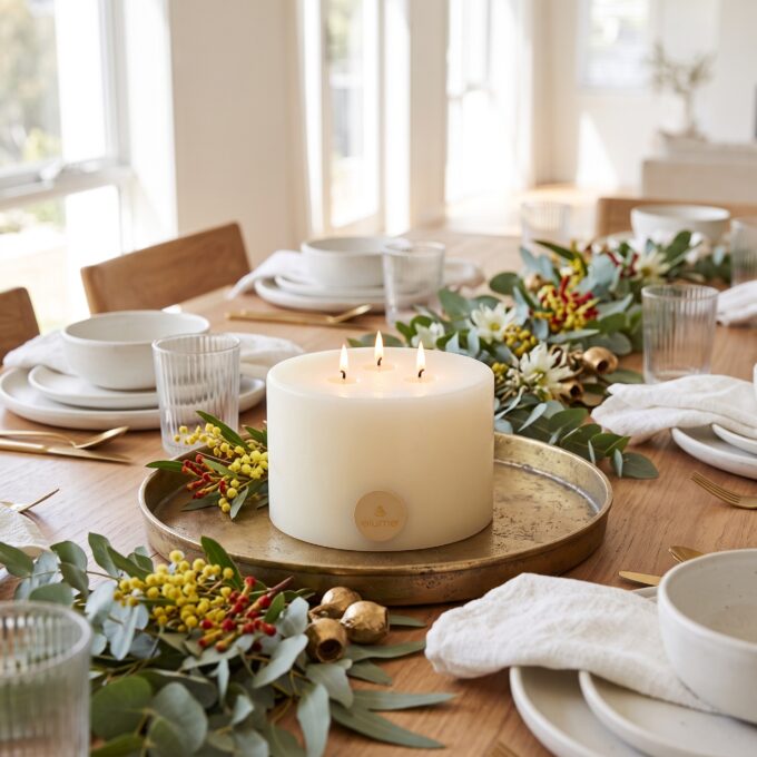 Christmas Vanilla Snowflake Pillar Candle