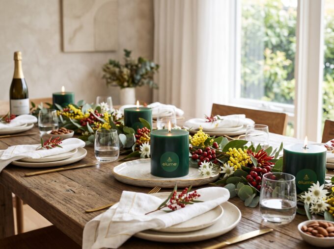 Christmas Frosted Pine Pillar Candle