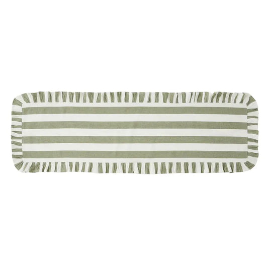 Orla Cotton Table Runner | Olive/Ivory