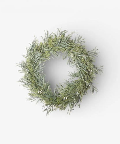 Mixed Silver Green Wreath 60cm