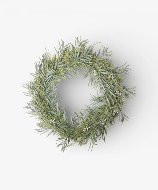 Mixed Silver Green Wreath 60cm