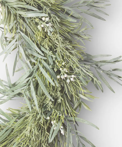Mixed Silver Green Wreath 60cm