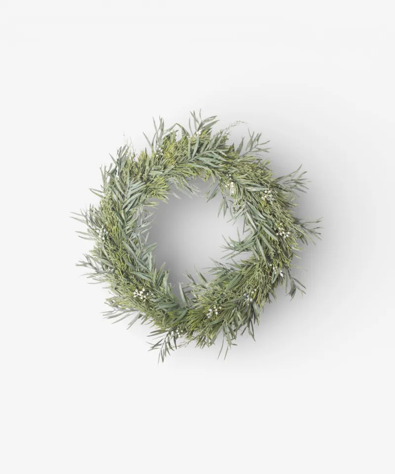 Mixed Silver Green Wreath 50cm