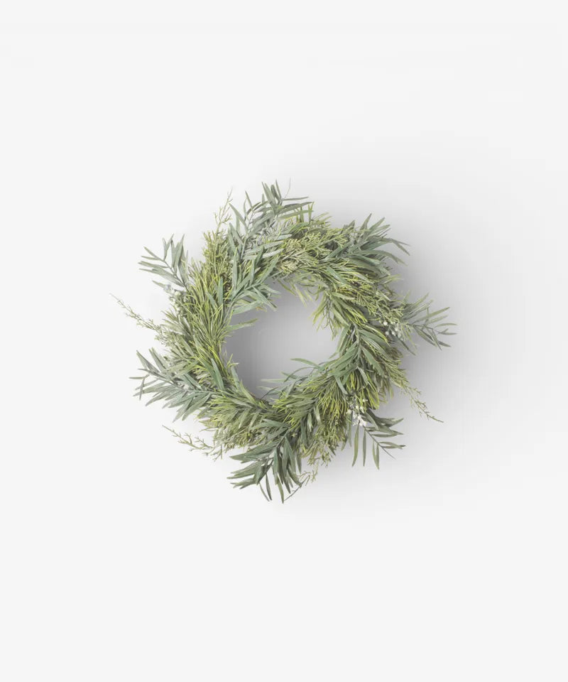 Mixed Silver Green Wreath 40cm