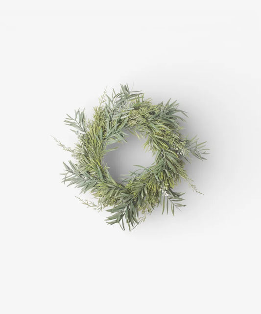 Mixed Silver Green Wreath 40cm