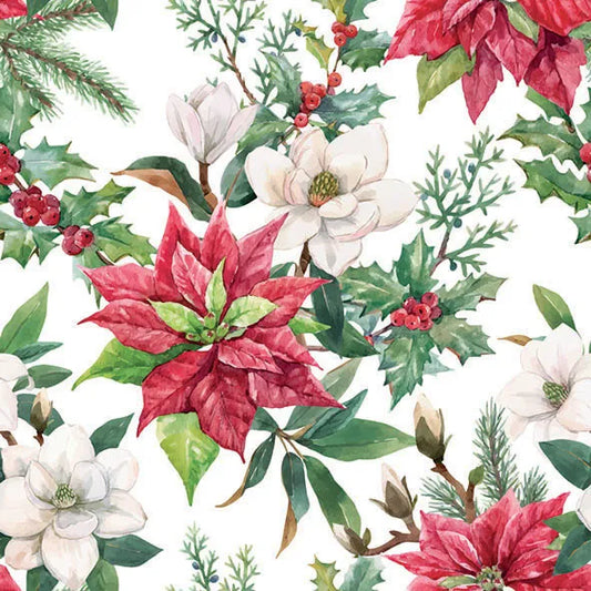 Luncheon Napkin Christmas Florals