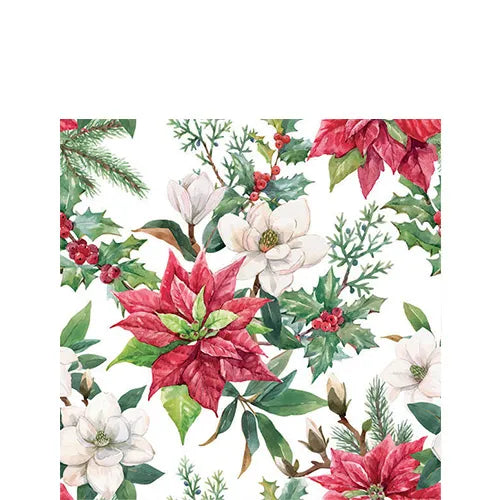 Cocktail Napkin Christmas Florals