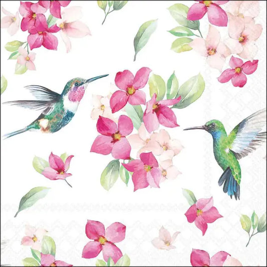 Luncheon Napkin Diligent Hummingbirds | White