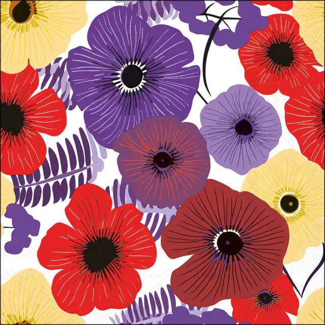 Luncheon Napkin Colourful Flowers | Lilac