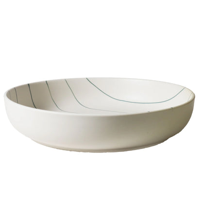 Coastal Junction Salad Bowl Cream w/Green Stripe 28cm