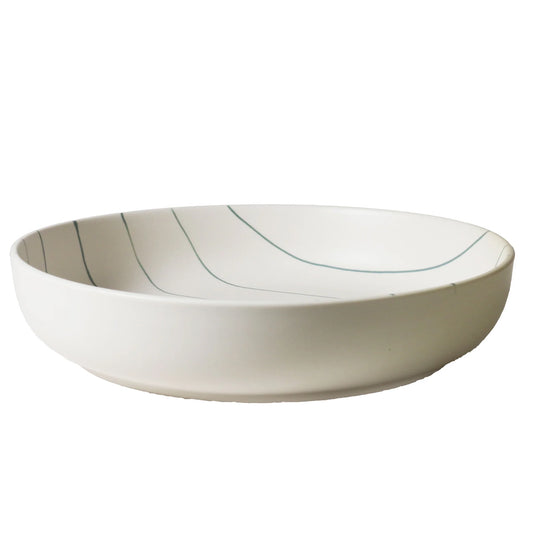Coastal Junction Salad Bowl Cream w/Green Stripe 28cm