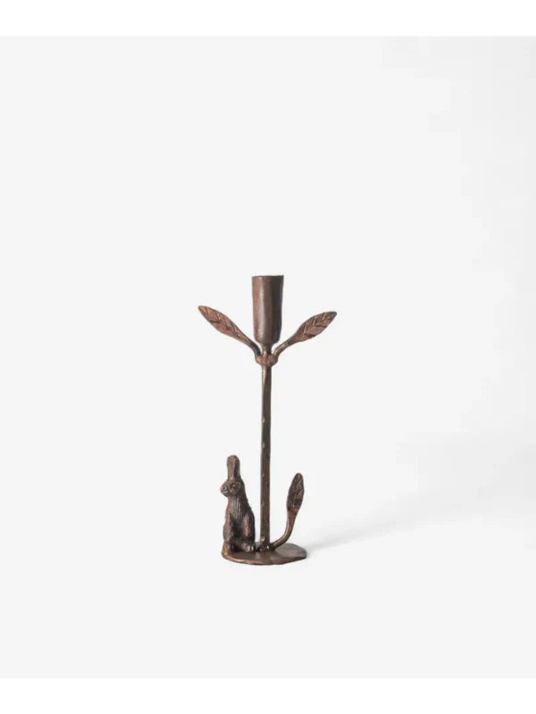 Rabbit & Leaf Candleholder Medium