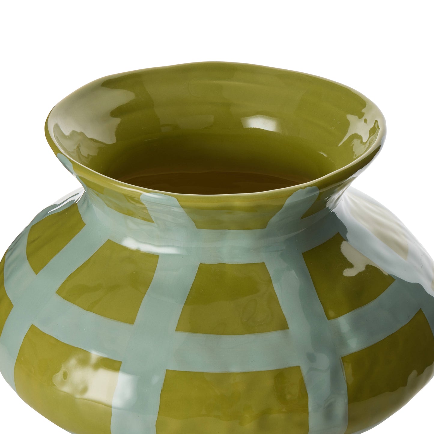 Eden Check Vase | Green with Blue Check