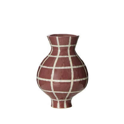 Eden Check Vase | Burgundy