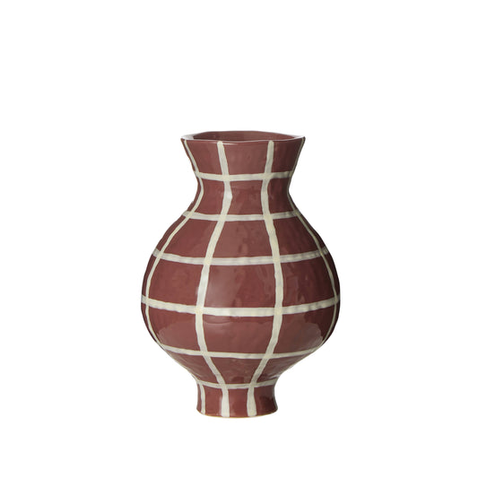 Eden Check Vase | Burgundy