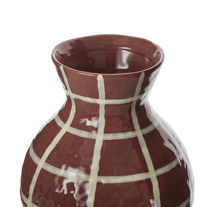 Eden Check Vase | Burgundy