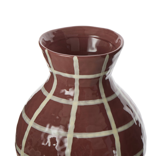 Eden Check Vase | Burgundy