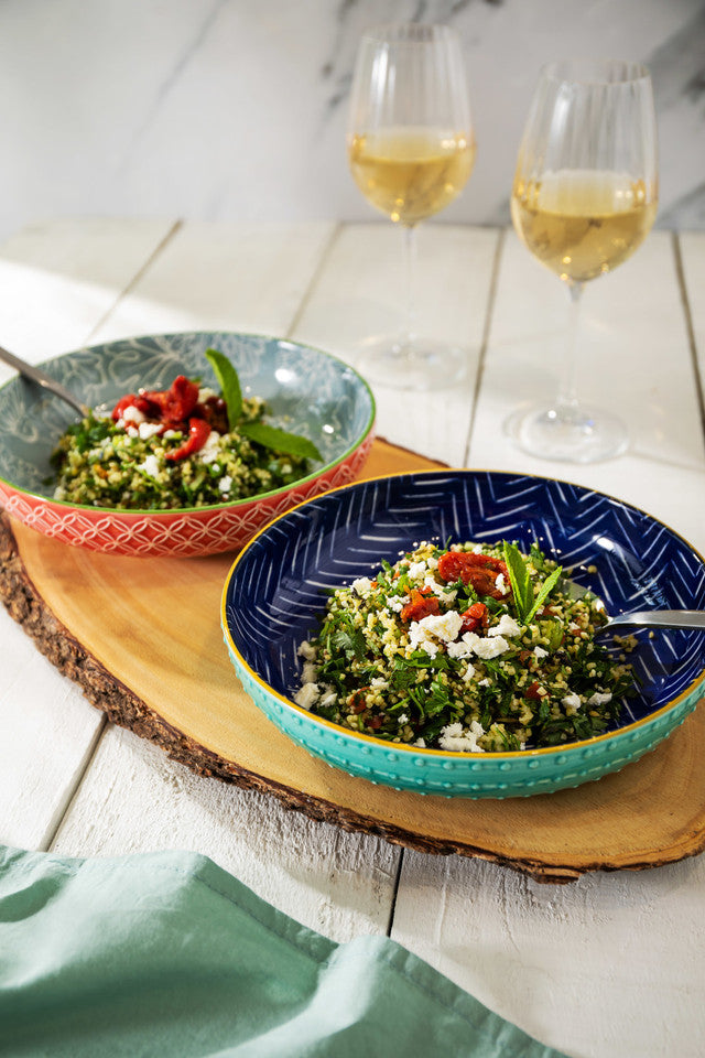 Mikasa Coupe Bowl | Indigo Chevron