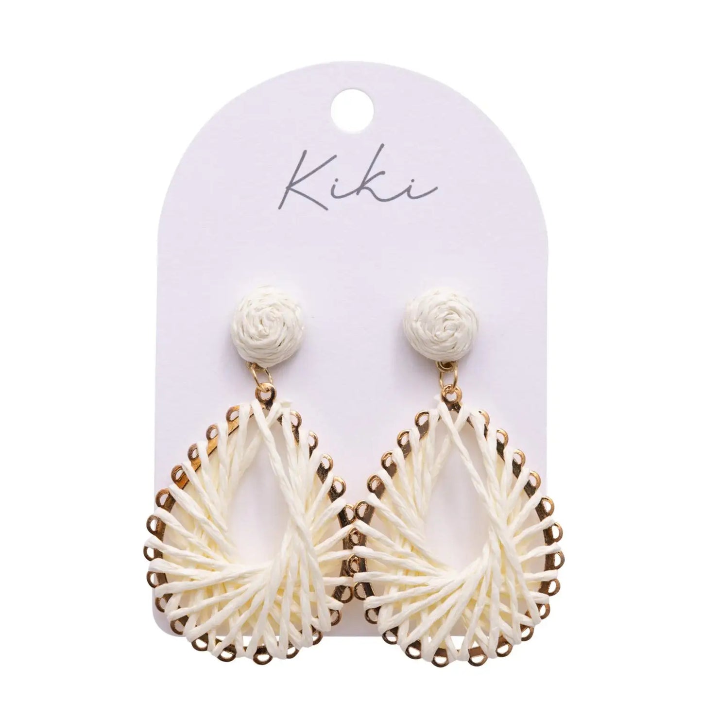 Kiki Earrings | White Teardrop Weaves