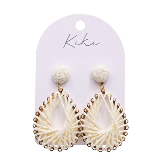 Kiki Earrings | White Teardrop Weaves