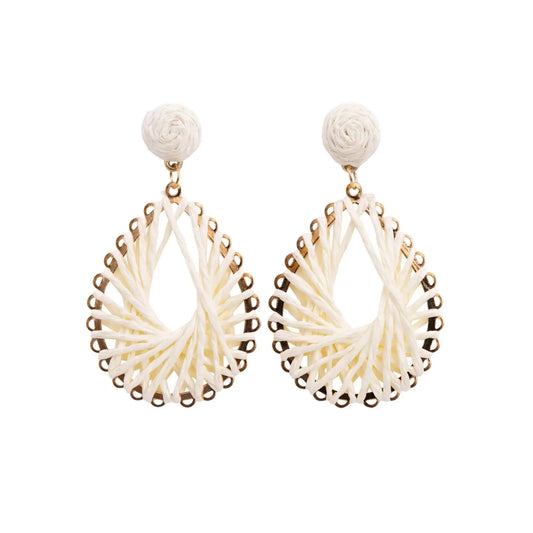 Kiki Earrings | White Teardrop Weaves