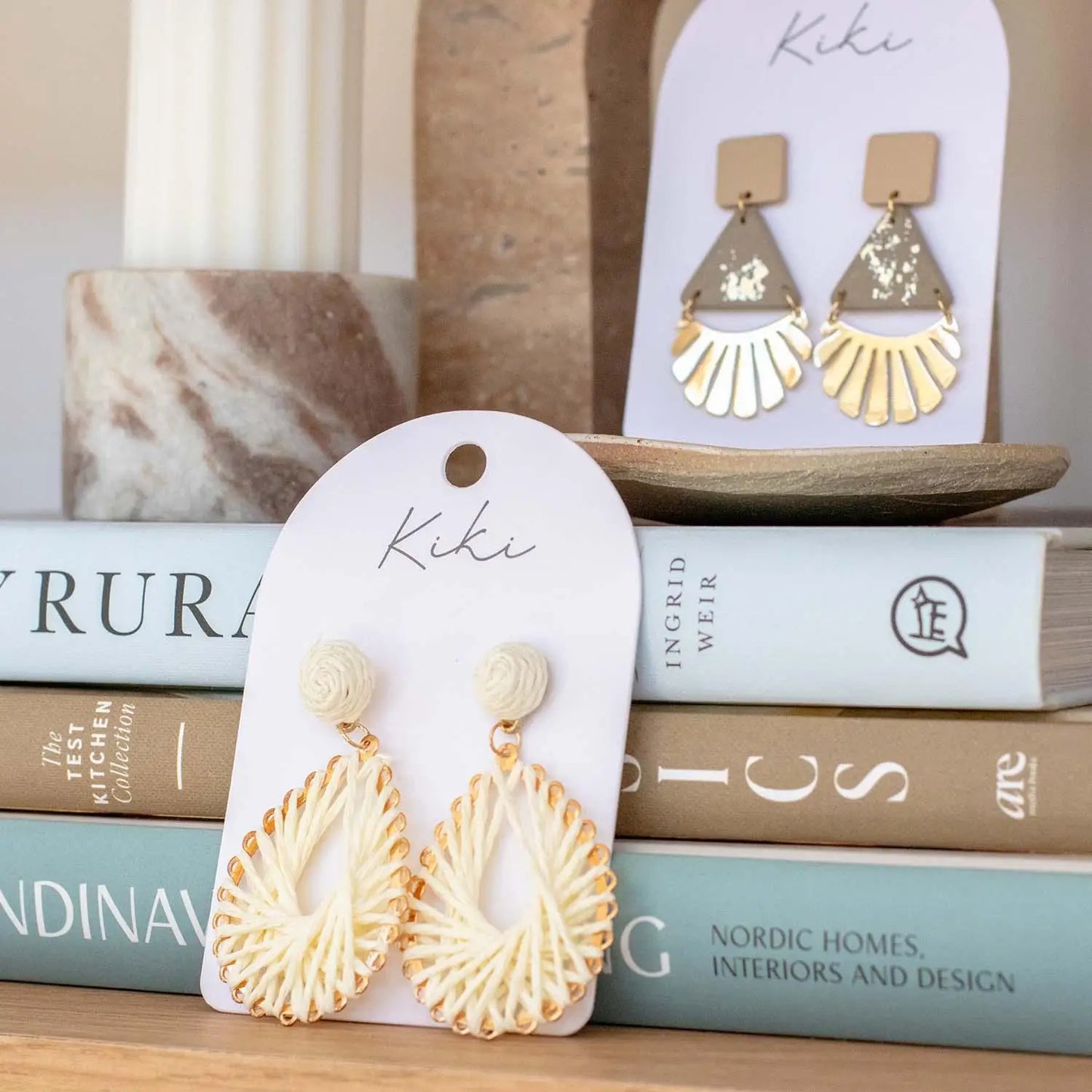 Kiki Earrings | White Teardrop Weaves