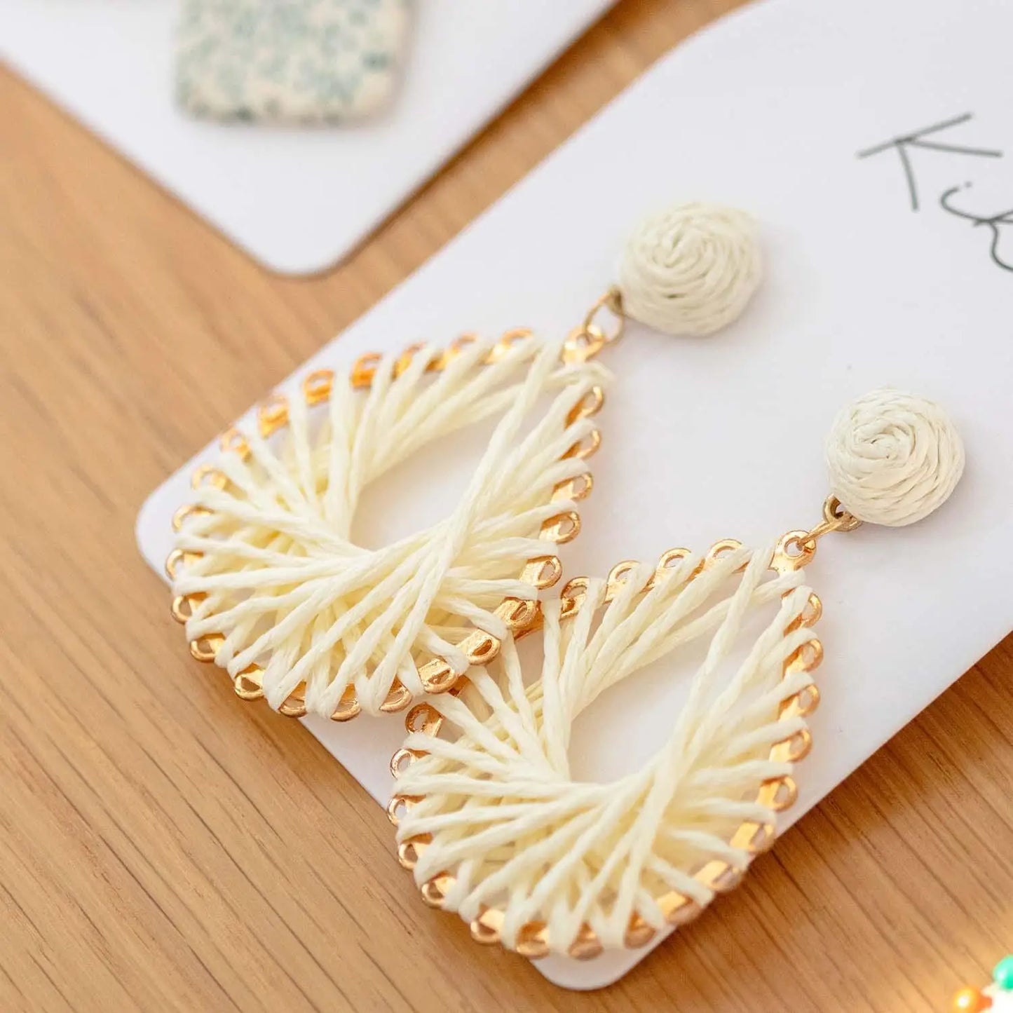 Kiki Earrings | White Teardrop Weaves