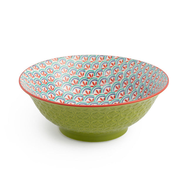 Mikasa Ramen Bowl | Green Blue Geometric