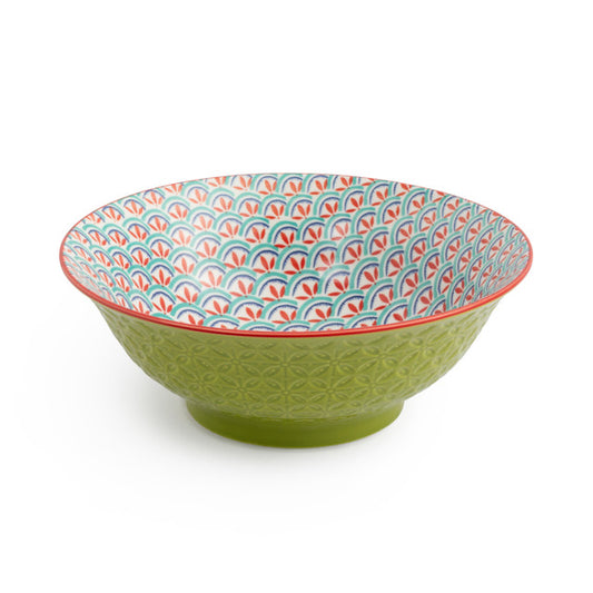 Mikasa Ramen Bowl | Green Blue Geometric