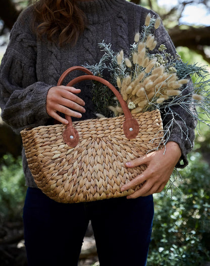 Harvest Basket with Suede Handle